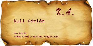 Kuli Adrián névjegykártya